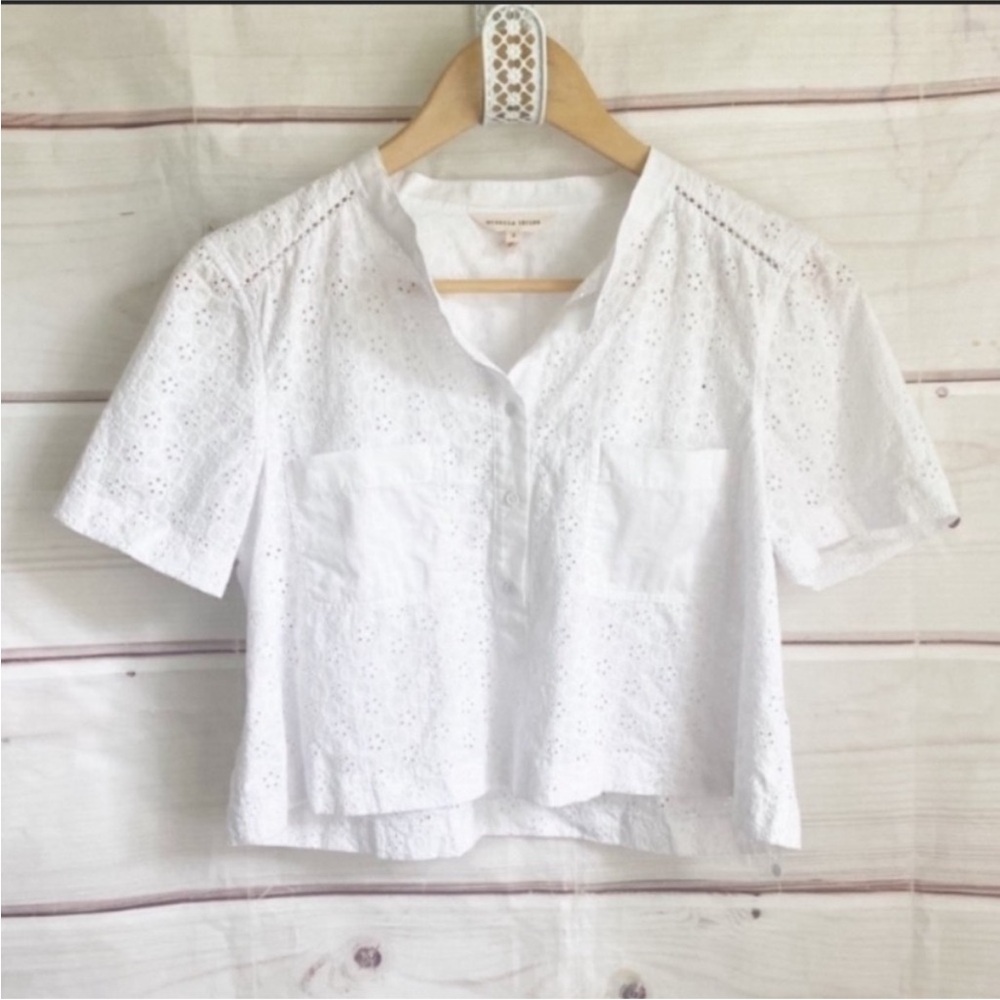 Rebecca Taylor White Eyelet Button Down Shirt